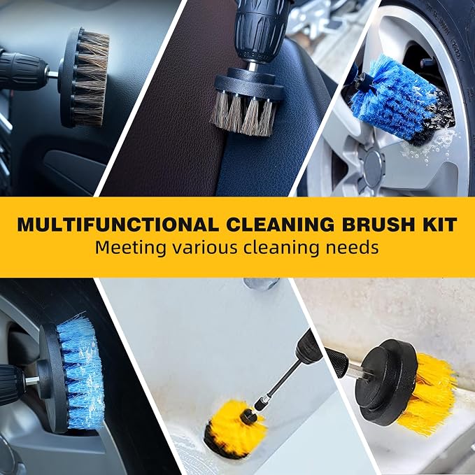 15 Pcs Drill Brush Attachments Set Hard and Soft Bristles Horsehair Brush - Image 3