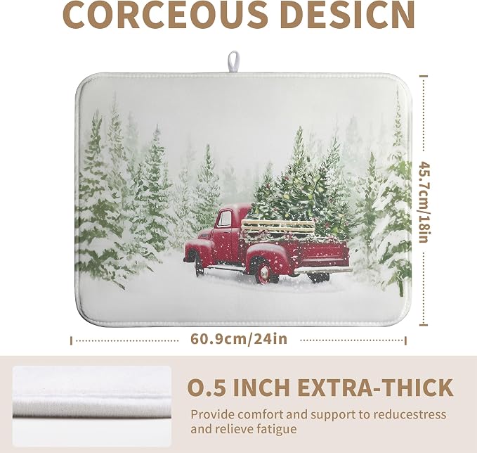 Christmas Dish Drying Mat Red Truck Xmas Tree Drying Mats - Image 6