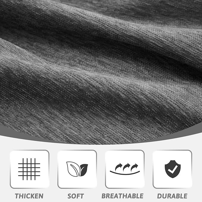 MEETSKY Sectional Couch Covers Sofa Slipcover Couch Protector Covers Universal Fit for Couch 2 Seat Thick Washable Modern Decor for Living Room, 91" x 118", Charcoal Gray