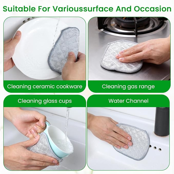 TIESOME 10Pcs Newly Upgraded Double Side Non Scratch Wire Dishcloths, Reusable - Image 7