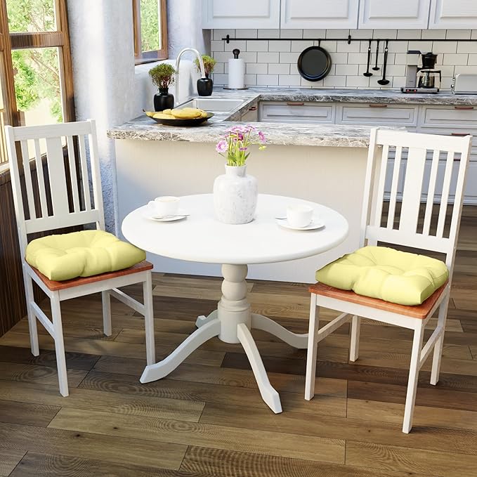 Klear Vu Gripper Overstuffed Universal Non-Slip Dining Chair Cushions for Kitchen Decor or Office Use, U-Shaped Skid-Proof Seat Pad, 17x17 Inches, 2 Count (Pack of 1), Solid Yellow