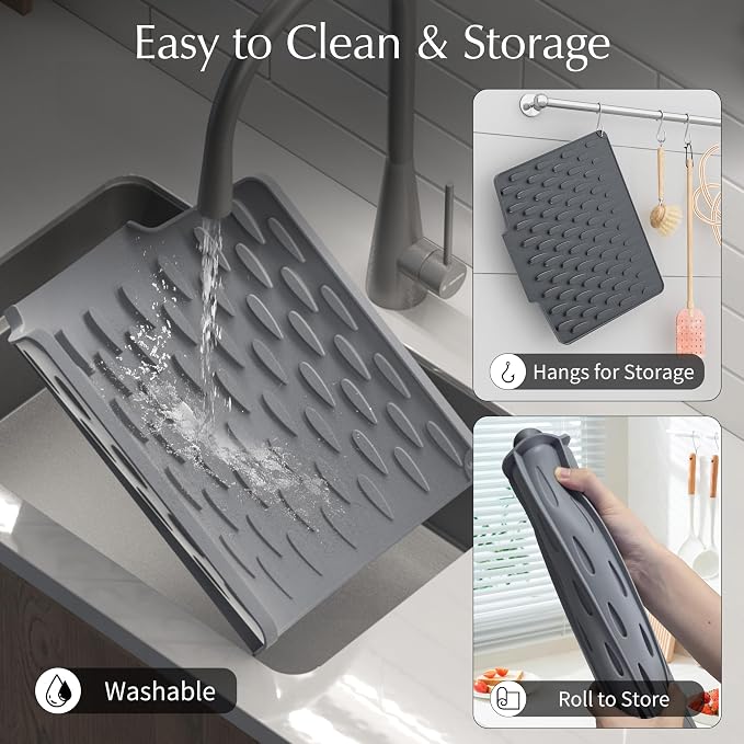 Silicone Dish Drying Mat for Kitchen Counter or Sink - Image 6