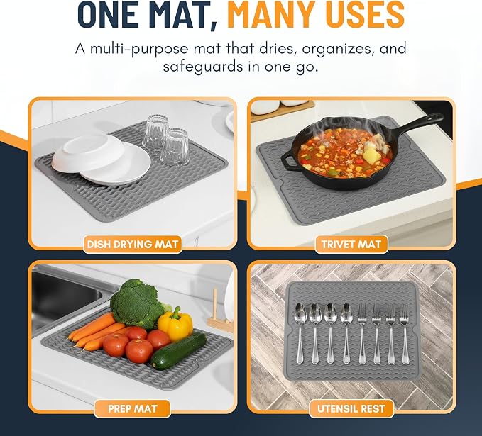 Silicone Dish Drying Mat for Kitchen Counter - Image 7