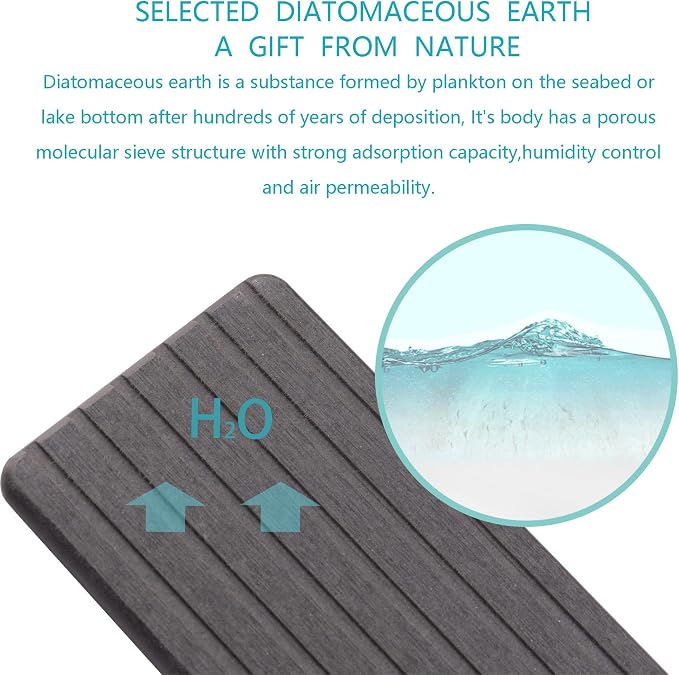 2 PCS Water Absorbent diatomite Coasters, 9.5" x 5.5" Water Absorbing Stone Tray - Image 2