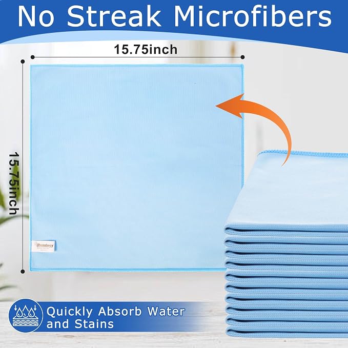 iDeaology 10 Pack XL Streak Free Premium Microfiber Glass Cleaning Cloth - Image 4