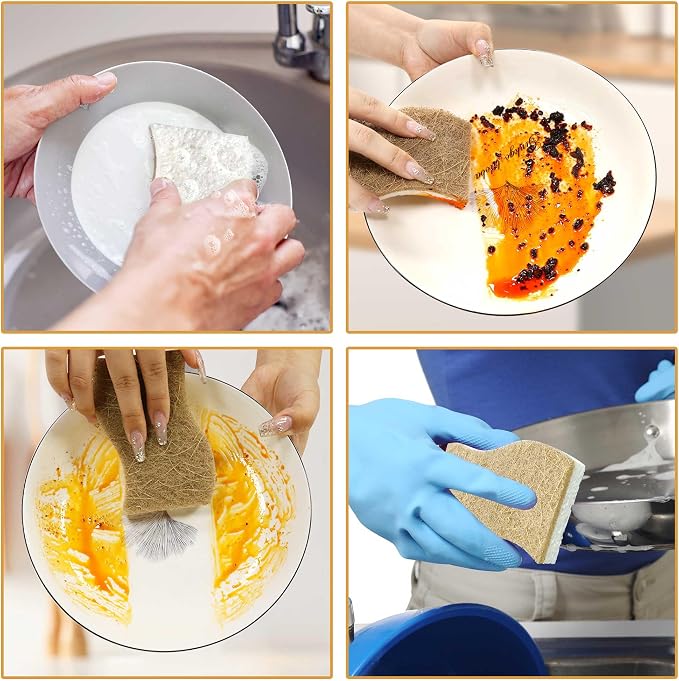 12 Pack Natural Kitchen Sponges, Biodegradable & Compostable | Non-Scratch - Image 3