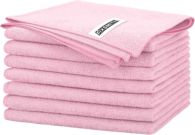 FIXSMITH Pink Microfiber Cleaning Cloth -Pack of 8, Highly Absorbent Cleaning by FIXSMITH