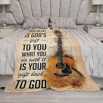 Guitar Music Blanket Gifts for Girls Women Men - Soft Warm Cozy Fleece Throw for Kids Adults - Couch Sofa Bed 40"x50"