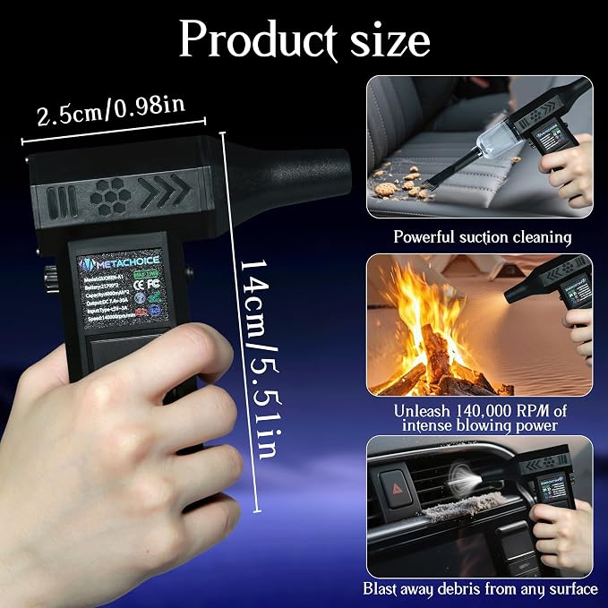 140000 RPM Compressed Air Duster and Vacuum 2-in-1, Electric Duster - Image 2