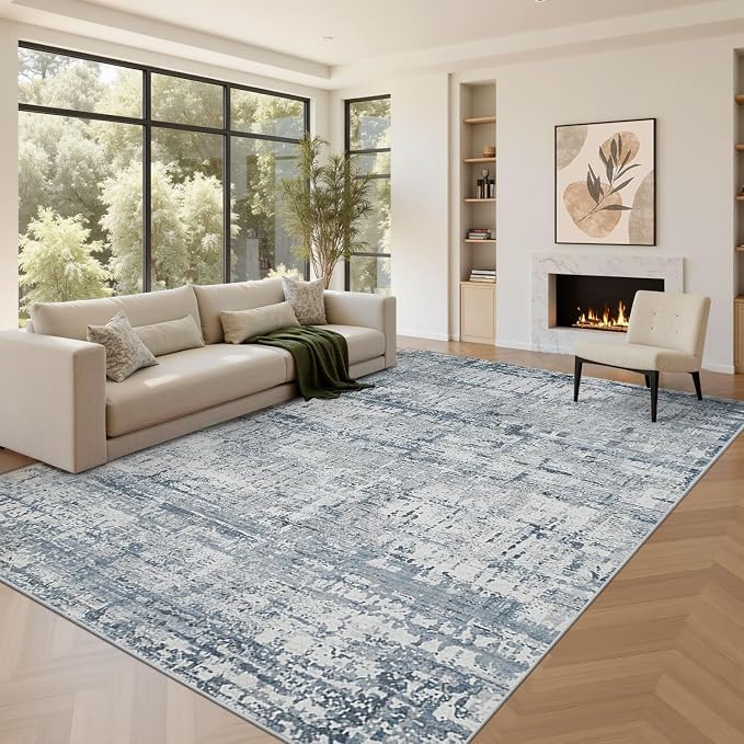 Blue Grey 8x10 Area Rugs, Large Soft Rugs - Image 2