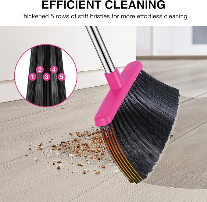 NACENA Broom and Dustpan Set, 52-in Long Adjustable Handle Broom Dustpan Combo - Image 6