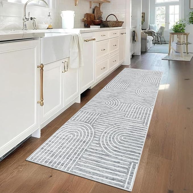 Modern Rug 2.5x10 Runners for Hallways, Abstract Kitchen Runner Rugs Non Slip - Image 3