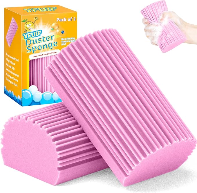 2-Pack Damp Clean Duster Sponge, Magic Sponge Eraser Baseboard Cleaner Tool by YFUIF