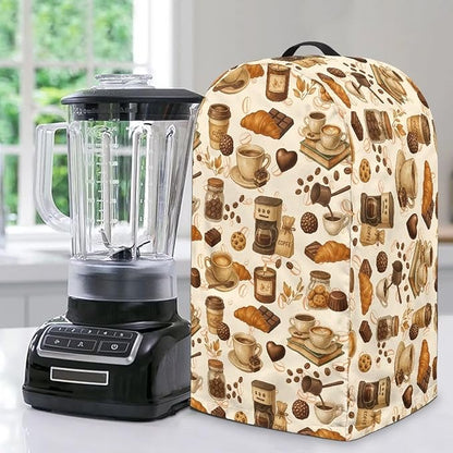 Croissants Coffee Blender Dust Cover Kitchen Appliance Oil-Proof Food Processor Protective Cover with Top Handle Keep Your Kitchen Clean Colorful Decor