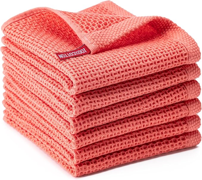 BOOMIBOO 6-Pack Kitchen Dish Cloths, 100% Cotton Waffle Weave, Ultra Soft by BOOMIBOO