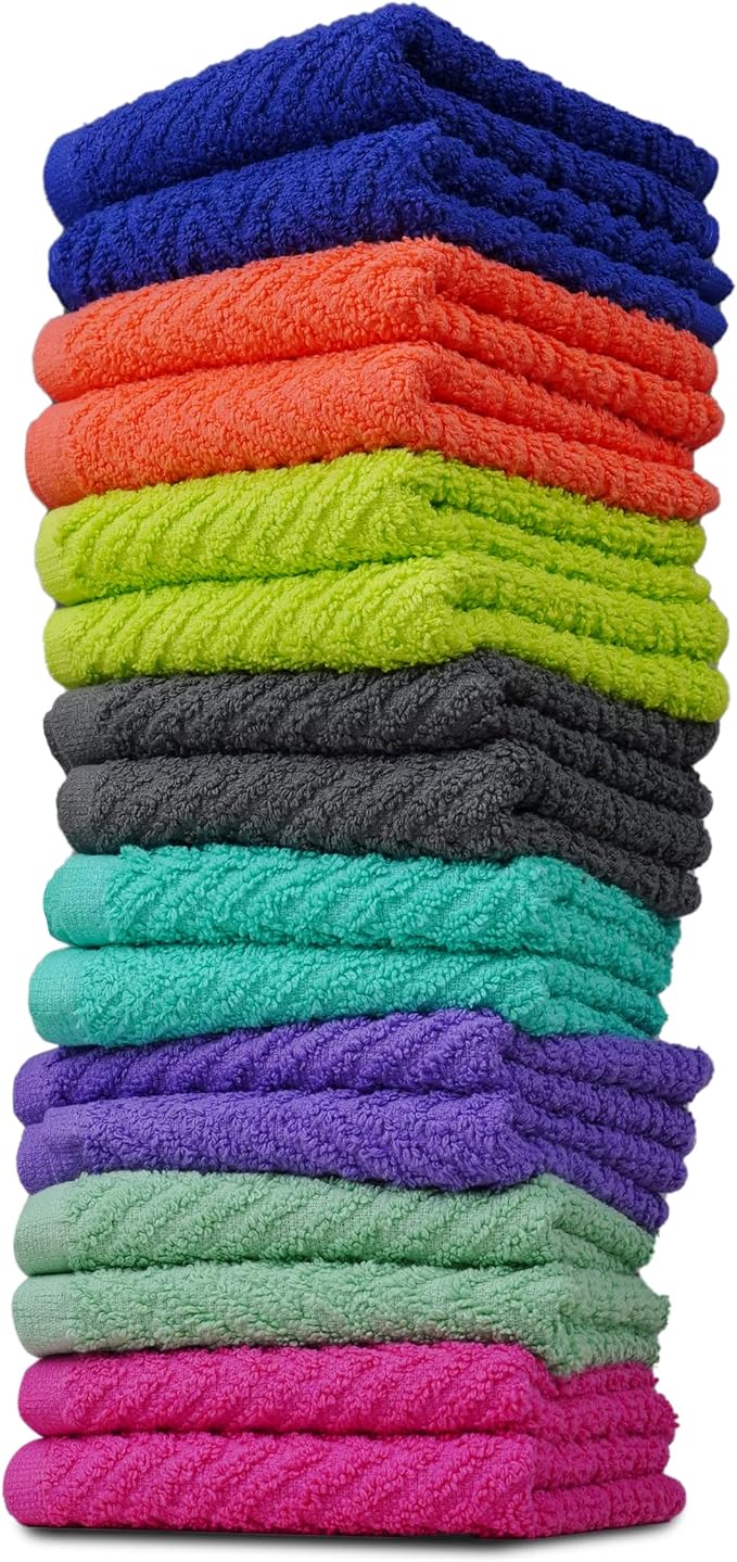 ZUPERIA Zigzag Multicolor Wash Cloths -16 Pack -12" x 12"- Highly Absorbent by Zuperia