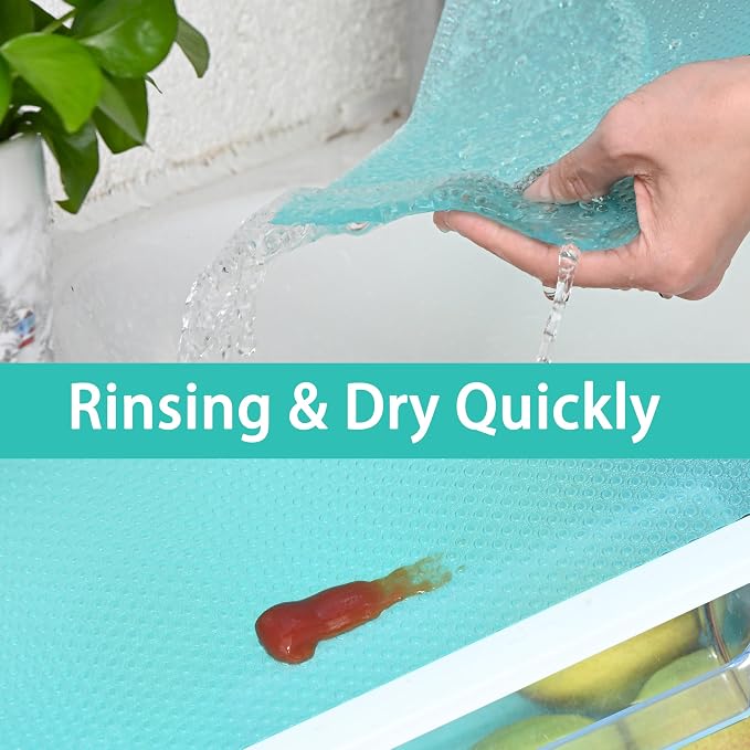 BOPART 12Pcs Refrigerator Liners Washable Fridge Shelf Liners Mats - Image 4