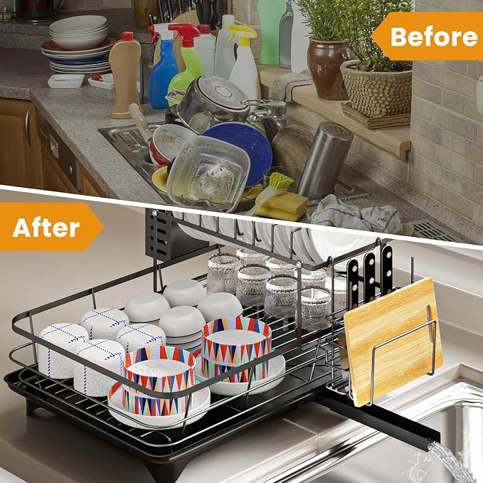 Dish Drying Rack, 2-Tier Rustproof Steel Kitchen Organizer - Image 2