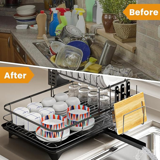 Dish Drying Rack, 2-Tier Rustproof Steel Kitchen Organizer - Image 2