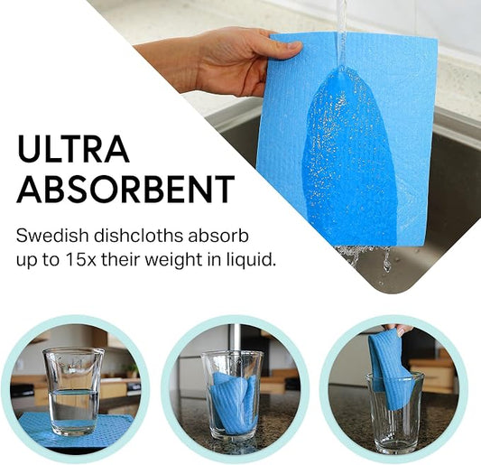 Swedish Wholesale Dishcloths Reusable 8" x 7" Sponge Cloths, Bulk 10 Pack of - Image 2