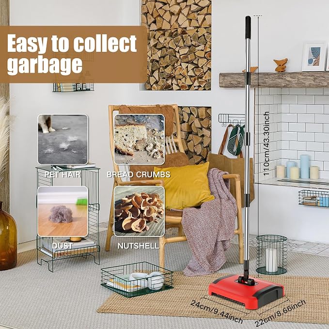 BS Carpet Floor Sweeper with Horsehair Manual Carpet Sweeper Cleaner - Image 4