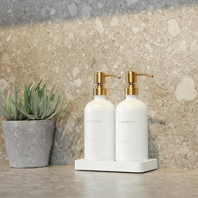 Gold Soap Dispenser Set, Glass Soap Dispenser - Image 6