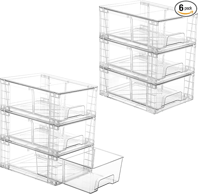 Vtopmart 6 Pack Stackable Storage Drawers, Easily Assemble Containers by Vtopmart