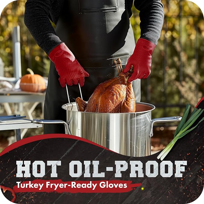 KITCHEN PERFECTION XL Silicone Smoker Oven Gloves-Extreme Heat Resistant BBQ - Image 5