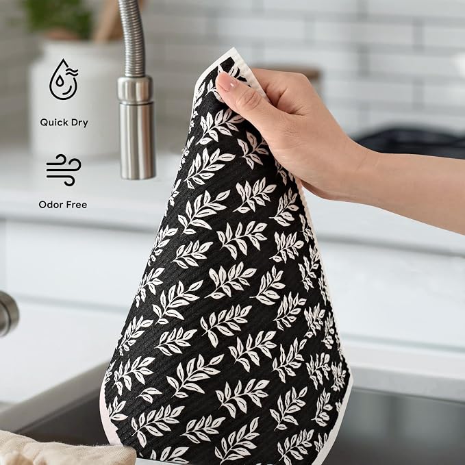 RECYCO Swedish Dishcloths for Kitchen | 4 Pack Oversized Washable Dish Rags | - Image 6