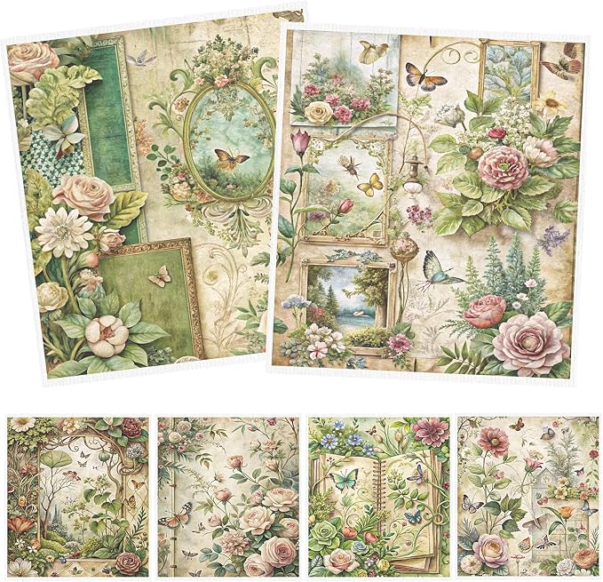 Floral Swedish Dishcloths for Kitchen, 6 Pack Vintage Reusable Dish Paper Hand by InIsaJace