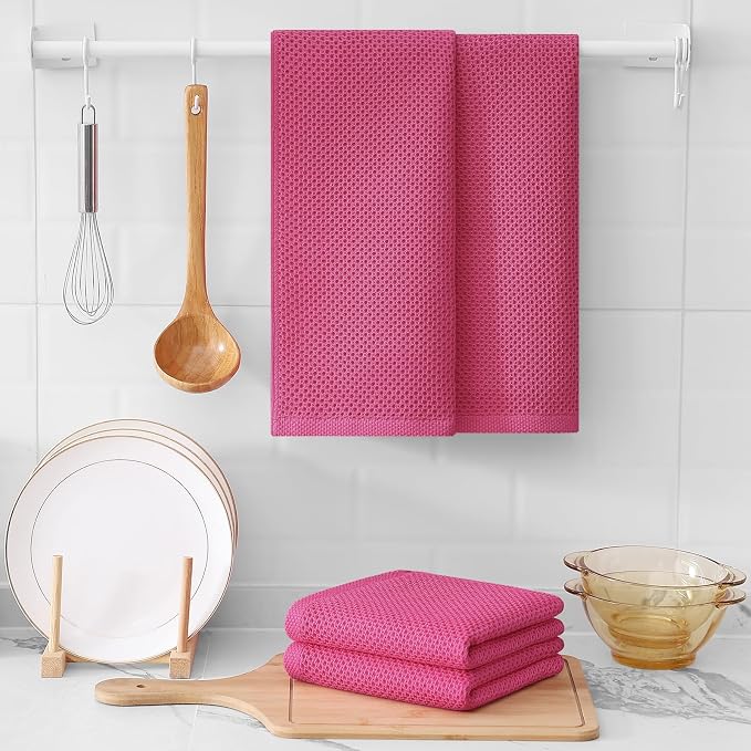 Kitinjoy 100% Cotton Waffle Weave Kitchen Hand Towels - Image 6