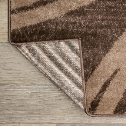 Rugshop Modern Wavy Circles Design Area Rug, Fade-Resistant Carpet for Living Room, Bedroom, or Dining Room, Grand Room,Open Spaces Brown, 8'8" x 12'