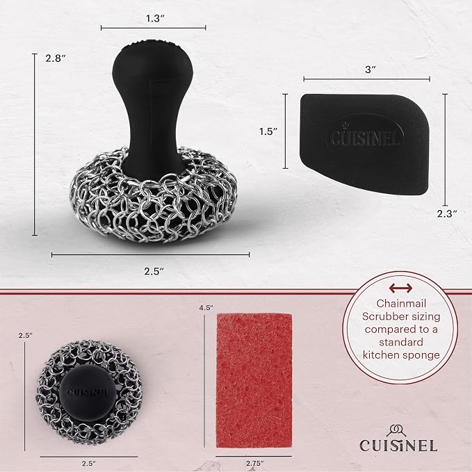 Cuisinel Cast Iron Chainmail Scrubber + Pan Scraper - Image 4
