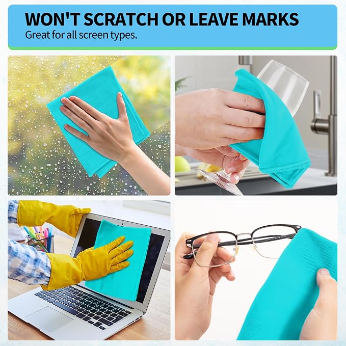 HOMERHYME Microfiber Cleaning Cloth, 12 Pack Window Glasses Cleaning Cloth - Image 7