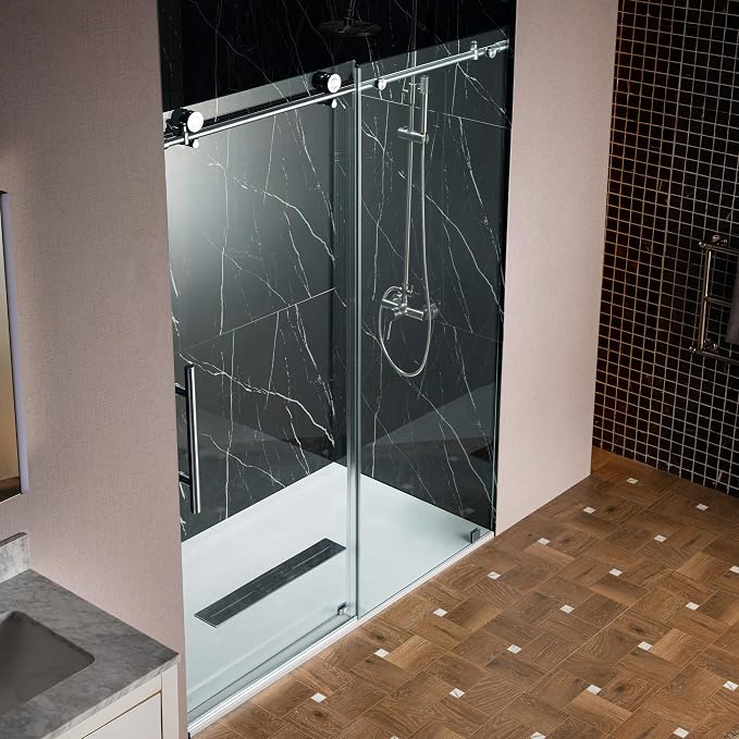 Woodbridge Frameless Single Sliding Shower Doors in Polished Chrome Finish - Image 13