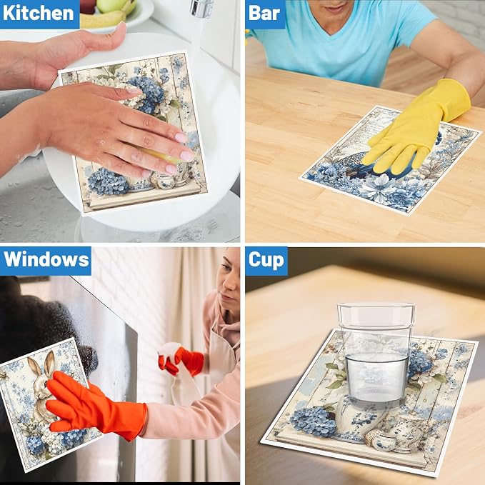 Vintage Swedish Dishcloths for Kitchen, Reusable Absorbent Cellulose Sponge - Image 6