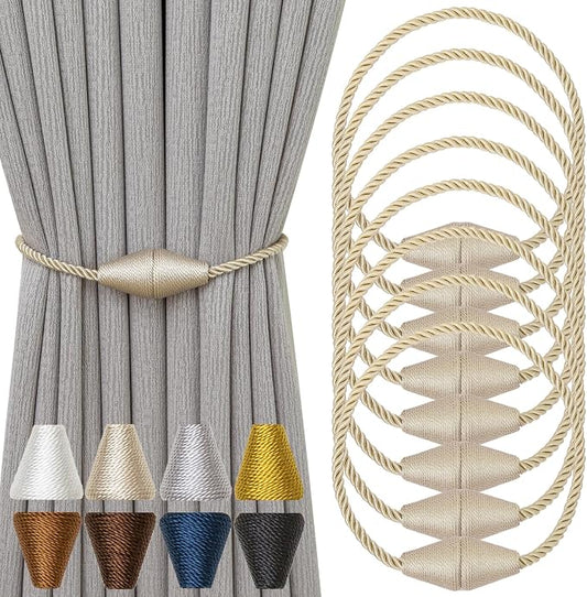Magnetic Curtain Tiebacks 8 Pack Outdoor Rope Curtain Tie Backs Decorative by CurtainTiebacks