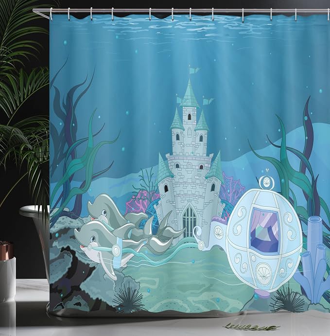 Ambesonne Ocean Shower Curtain, Mermaid Castle - Image 3