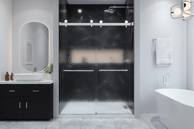 VITRA-200X 56.5-59" W x 78" High 3/8" Twinglide Frameless Shower Door - Image 3
