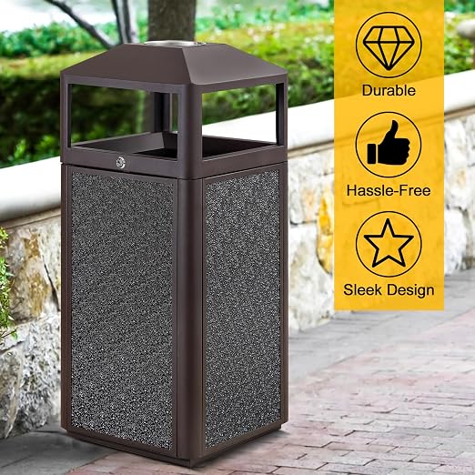 Square Waste Container with Dome Lid | Commercial Outdoor Garbage and Trash - Image 7