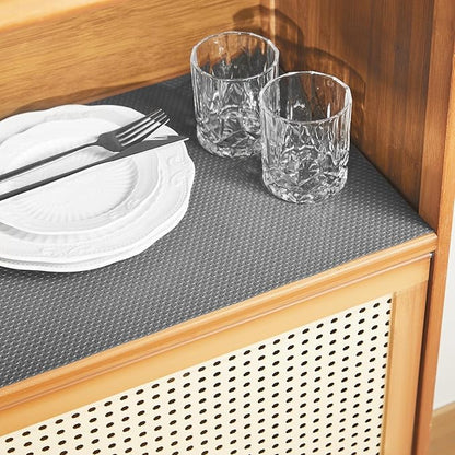 100% EVA Shelf Liner for Kitchen Cabinet, 18" x 120" Drawer Liners Non Adhesive Non Slip Waterproof Plastic Paper, Dresser Pantry Bathroom Refrigerator Protector, Grey