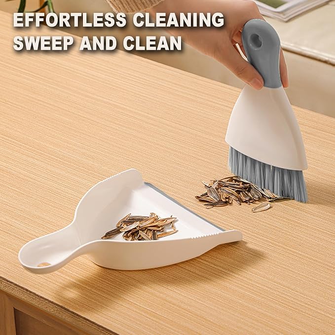 Mini Broom with Dustpan Combo Set Small Dust pan and Brush Set Quick Cleanup - Image 2