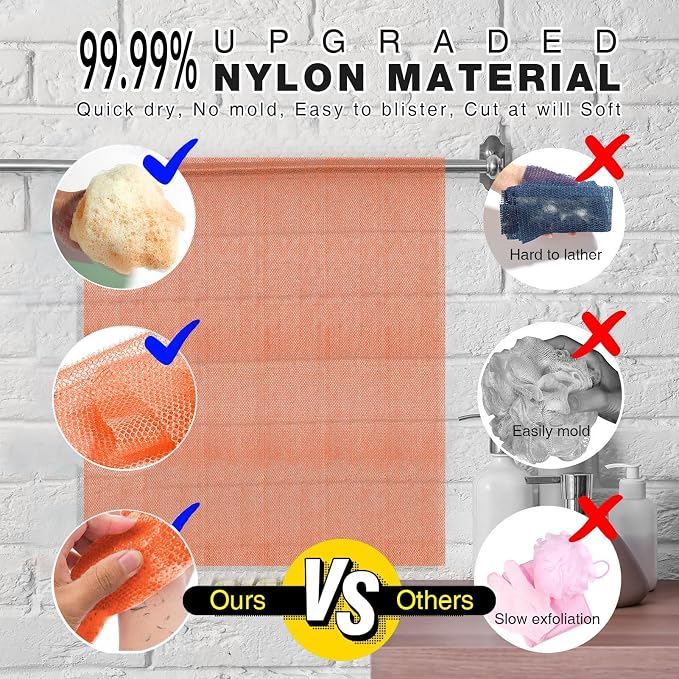 UJFQBH 3 Pieces African Bath Sponge African Net Long Net Bath Sponge - Image 2