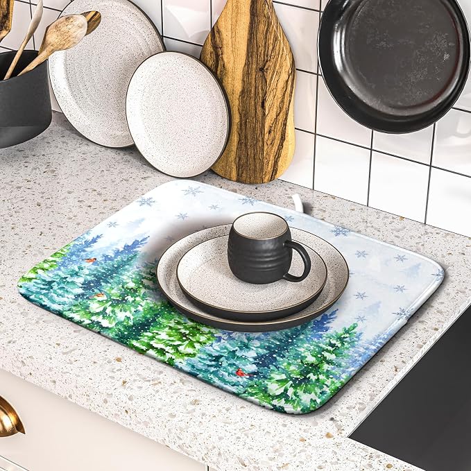 Winter Dish Drying Mat Forest Kitchen Mat - Image 5