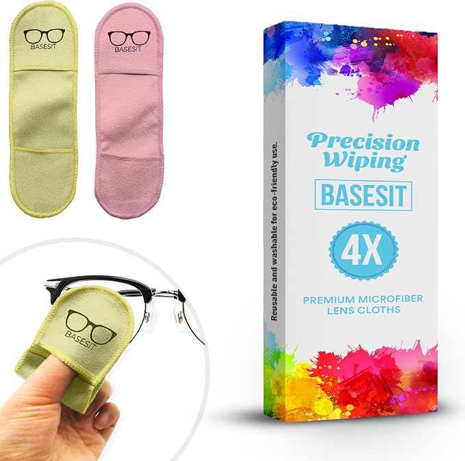 Eyeglass Cleaning Cloth, 4 Pack, Eyeglass Cleaning Wipes, Lens Wipes by Basesit