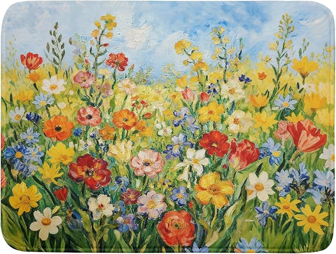 Spring Summer Floral Dish Drying Mat by Aytipun