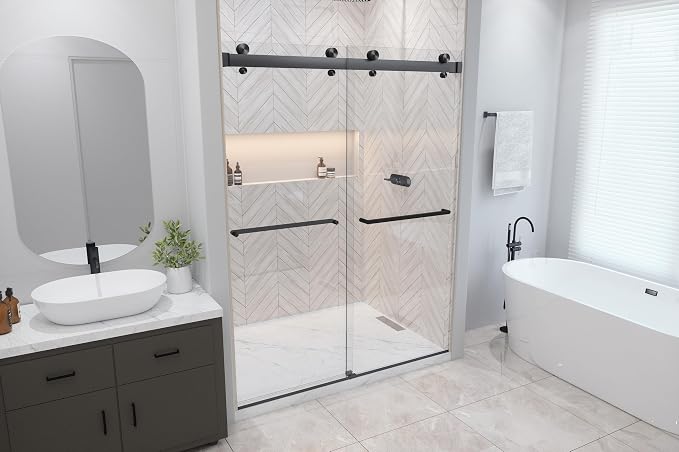 Twinglide VITRA-200 Frameless Shower Door 56.5-59" Width x 78" Height - Image 3
