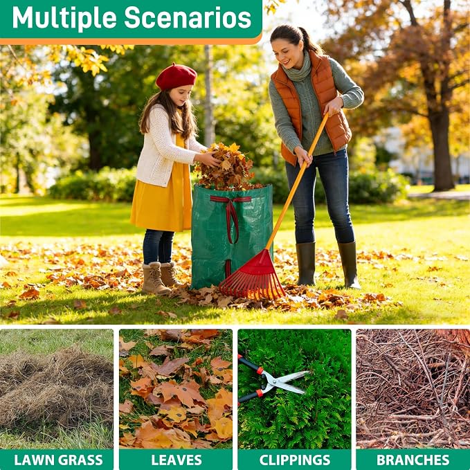 2 Pack 53 Gallon Reusable Yard Waste Bags, Dustpan-Type Leaf Collector Bag - Image 7