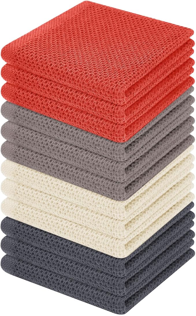 Homaxy 100% Cotton Waffle Weave Kitchen Dish Cloths, Ultra Soft Absorbent Quick by Homaxy