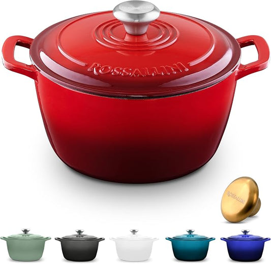 ROSSALLINI Signature Enameled Cast Iron Dutch Oven, Non-Stick Serving Pot by RossalliniSignatureStoneware